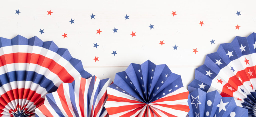 Red, white and blue paper with stars